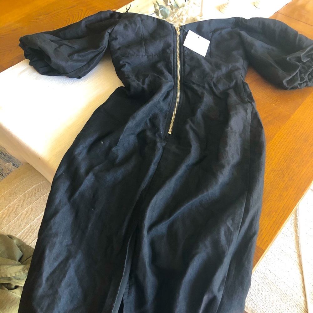 Black Off the Shoulder Midi Dress